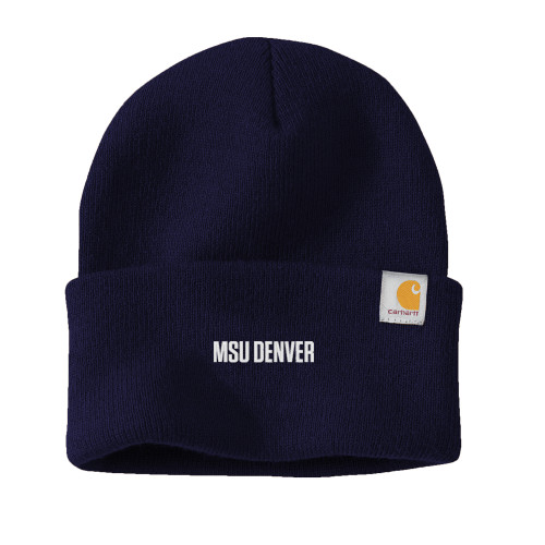  Carhartt Navy Knit Beanie w/Cuff - MSU Denver Flat