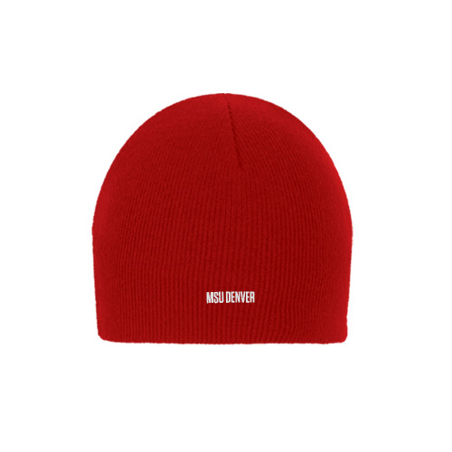  Red Knit Beanie - MSU Denver Flat