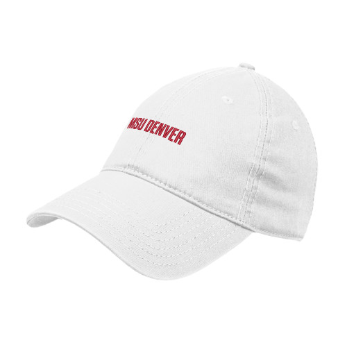  White Unstructured Adjustable Low Profile Hat - MSU Denver Flat