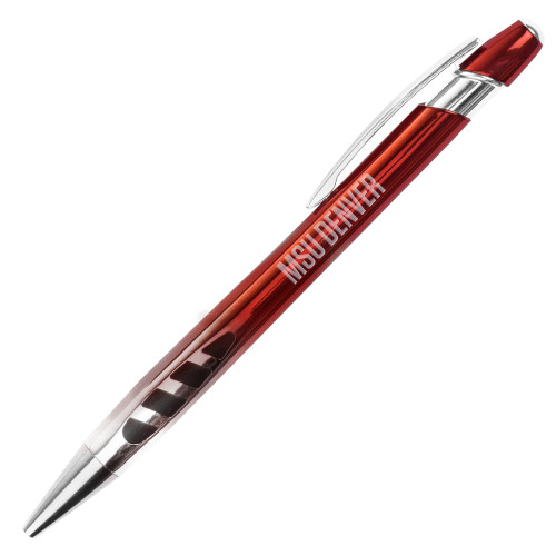  Veneno Metallic Red Pen w/Blue Ink - MSU Denver Flat Engraved