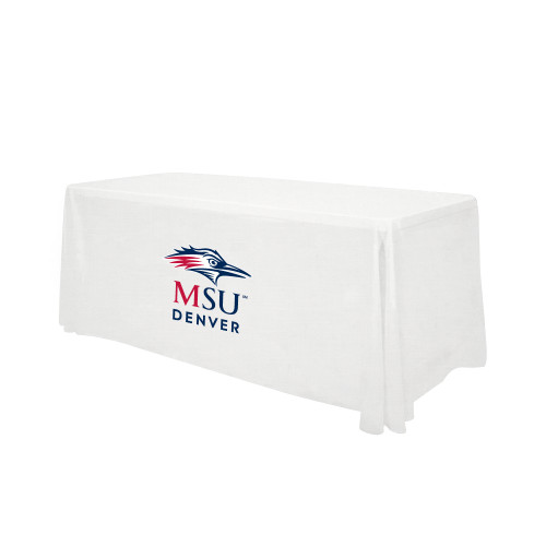  White 6 foot Table Throw - MSU Denver Stacked