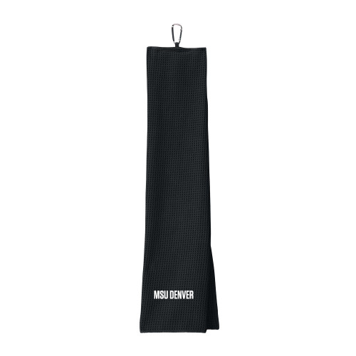  Black Waffle Microfiber Golf Towel - MSU Denver Flat