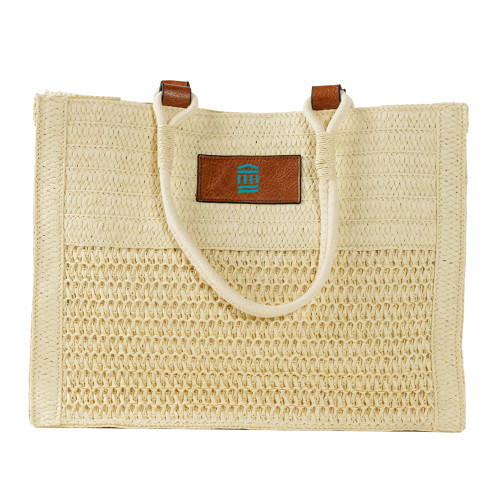  Woven Cream Straw Beach Tote - MGB Icon