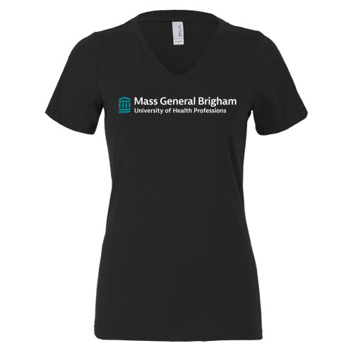  Bella + Canvas Womens Black V Neck Cotton T Shirt - Mass General Brigham University of Health Professions