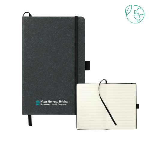  5.5 x 8.5 Black FSC Mix Recycled Leather Bound Journal - Mass General Brigham University of Health Professions