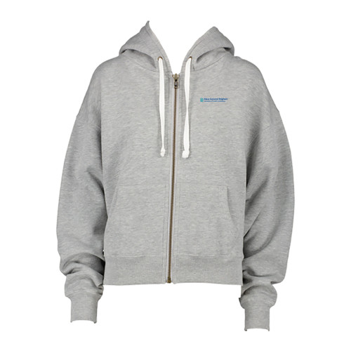  ENZA Womens Grey Boxy Full Zip Hood - Mass General Brigham University of Health Professions