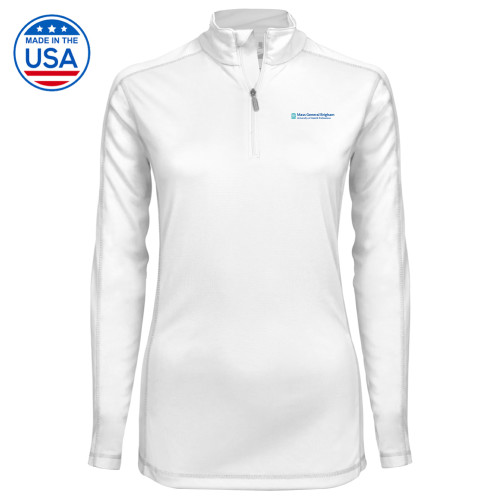  Syntrel Womens White Interlock 1/4 Zip - Mass General Brigham University of Health Professions
