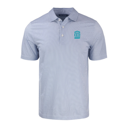  Cutter & Buck White/Royal Pike Recycled Symmetry Print Polo - MGB Icon