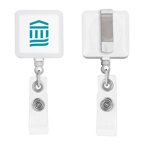  White Square Retractable Badge Holder - MGB Icon