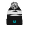 Thumbnail image for  Black/White Two Tone Knit Pom Beanie w/Cuff