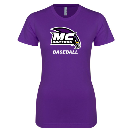  Next Level Womens Purple Boyfriend Tee - Baseball
