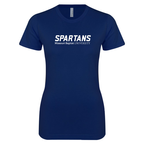  Next Level Womens Navy Boyfriend Tee - Wordmark