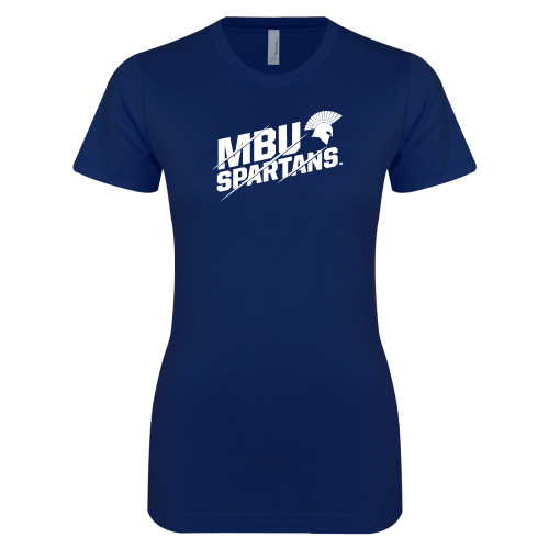  Next Level Womens Navy Boyfriend Tee - MBU Spartans Slashes