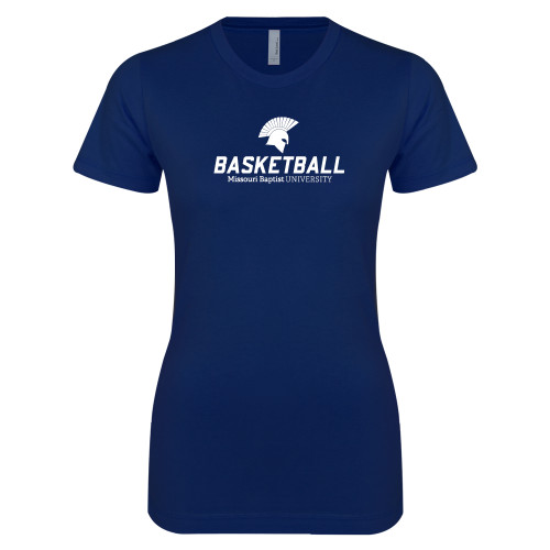  Next Level Womens Navy Boyfriend Tee - Basketball