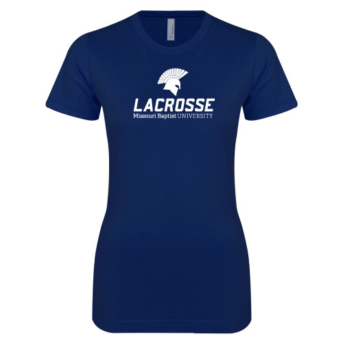  Next Level Womens Navy Boyfriend Tee - Lacrosse