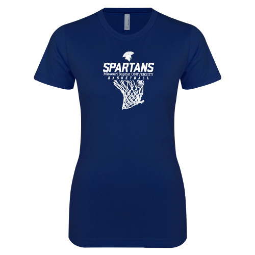  Next Level Womens Navy Boyfriend Tee - Basketball Net