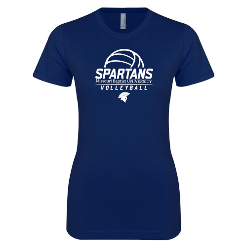  Next Level Womens Navy Boyfriend Tee - Volleyball Stacked