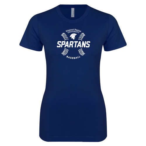  Next Level Womens Navy Boyfriend Tee - Baseball Seams