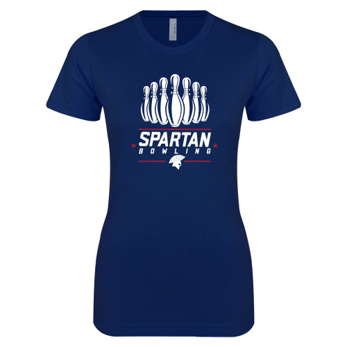  Next Level Womens Navy Boyfriend Tee - Spartans Bowling