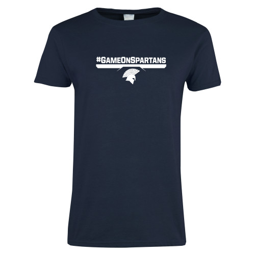  Womens Short Sleeve Navy Tee - #GAMEONSPARTANS