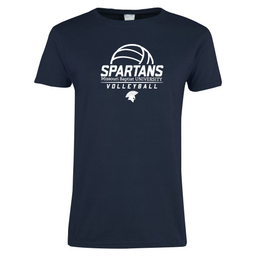  Womens Short Sleeve Navy Tee - Volleyball Stacked