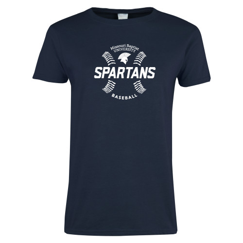  Womens Short Sleeve Navy Tee - Baseball Seams