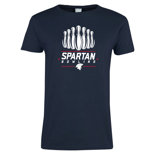  Womens Short Sleeve Navy Tee - Spartans Bowling