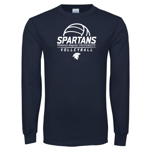  Navy Long Sleeve T-Shirt - Volleyball Stacked