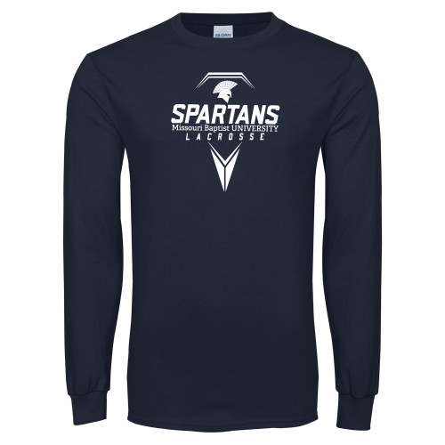  Navy Long Sleeve T-Shirt - Geometric Lacrosse Stick