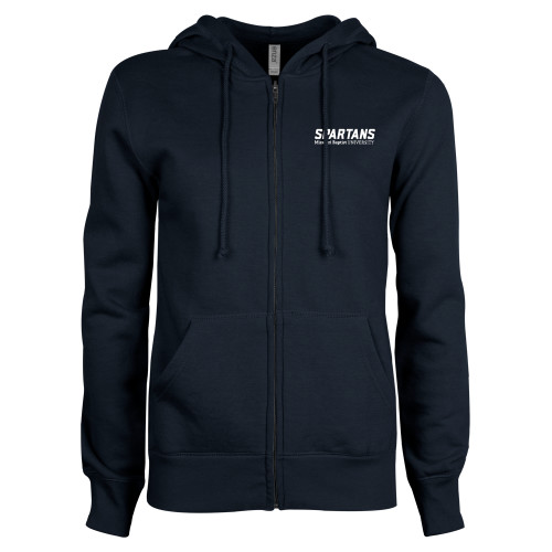  ENZA Womens Navy Fleece Full Zip Hoodie - Wordmark