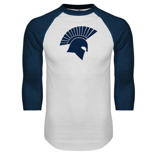  White/Navy Raglan Baseball T Shirt - Spartan Icon