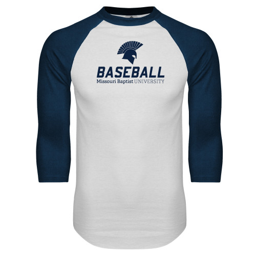  White/Navy Raglan Baseball T Shirt - Baseball
