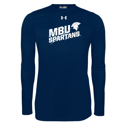  Under Armour Navy Long Sleeve Tech Tee - MBU Spartans Slashes