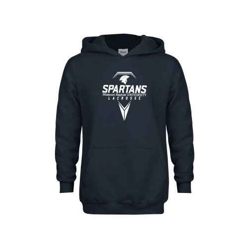  Youth Navy Fleece Hoodie - Geometric Lacrosse Stick