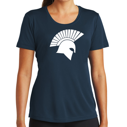  Womens Navy Performance Tee - Spartan Icon