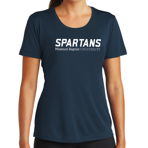  Womens Navy Performance Tee - Wordmark