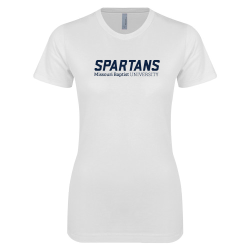  Next Level Womens White Boyfriend Tee - Wordmark