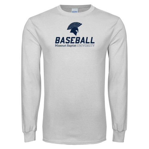  White Long Sleeve T Shirt - Baseball
