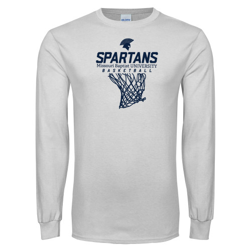  White Long Sleeve T Shirt - Basketball Net