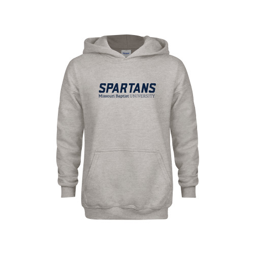  Youth Grey Fleece Hood - Wordmark