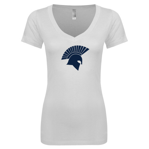  Next Level Womens White Ideal V Tee - Spartan Icon