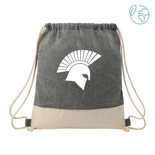  Split Recycled Cotton Natural/Black Drawstring Bag - Spartan Icon