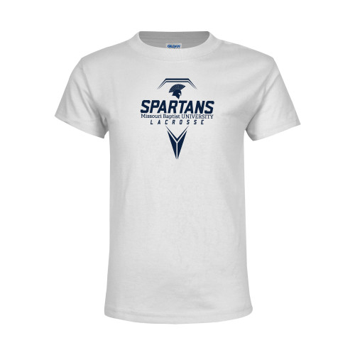  Youth White T Shirt - Geometric Lacrosse Stick
