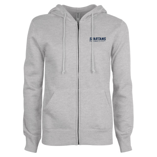  ENZA Womens Grey Fleece Full Zip Hoodie - Wordmark