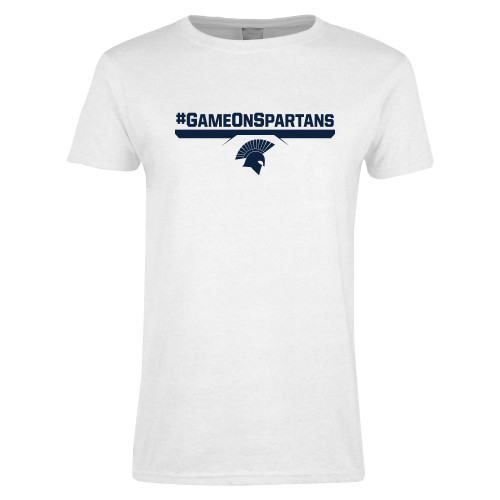  Womens White Short Sleeve Tee - #GAMEONSPARTANS