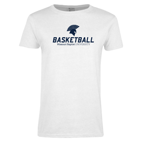  Womens White Short Sleeve Tee - Basketball