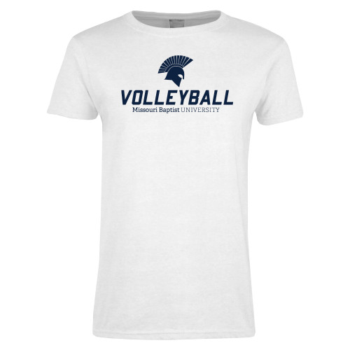  Womens White Short Sleeve Tee - Volleyball