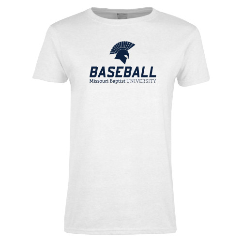  Womens White Short Sleeve Tee - Baseball