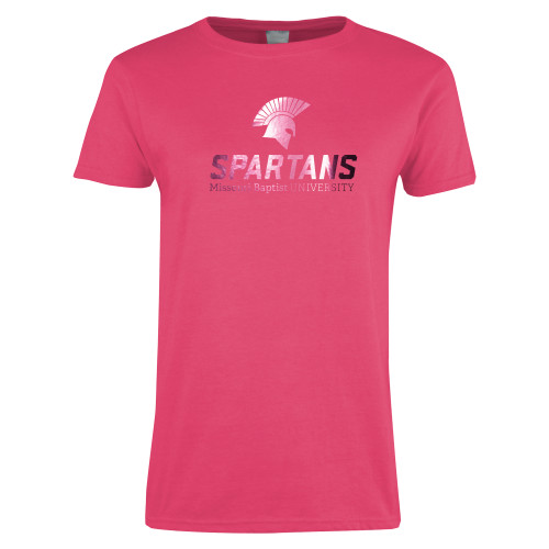  Womens Hot Pink Short Sleeve Tee - Primary Mark  Foil