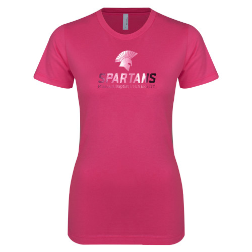 Next Level Womens Fuchsia Boyfriend Tee - Primary Mark  Foil